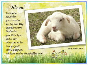 H&ouml;r zu  - Hedi Bode - Motiv Lamm im Rahmen